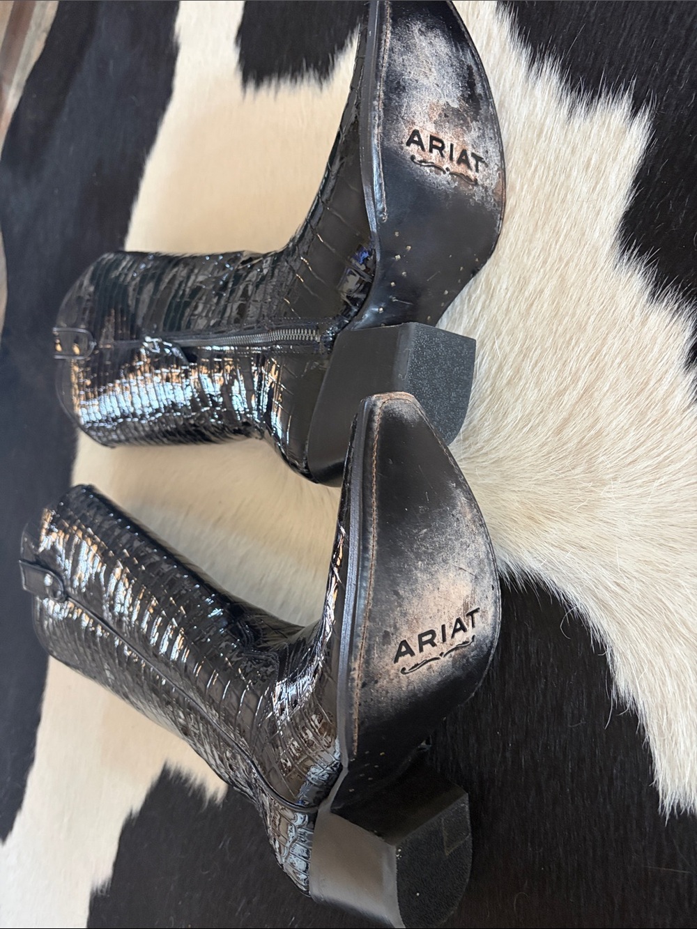 Ariat Casanova Black Croc-Embossed Patent Over-the-Knee Boots - Picture 3 of 4
